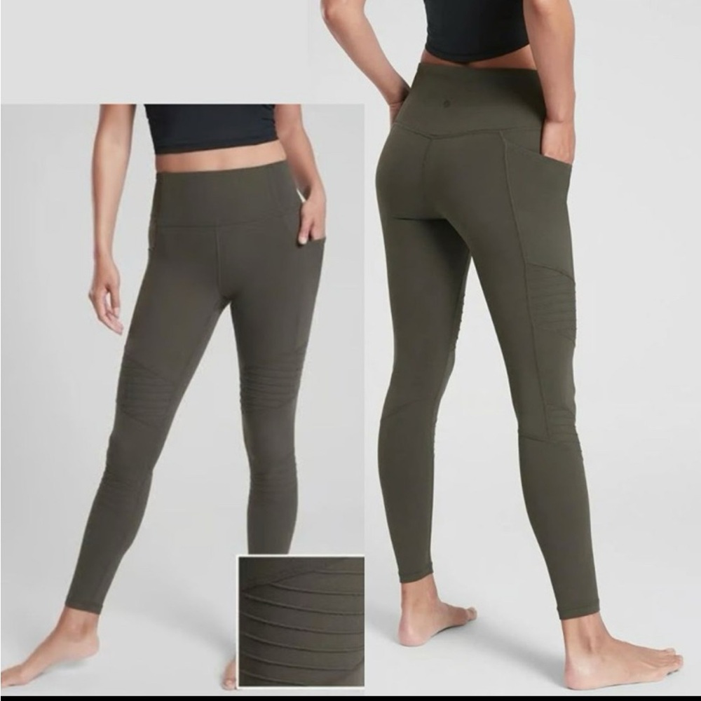 Athleta Inclination Moto Tight Leggings Arbor Olive